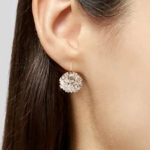 Diamod Rose White Gold Drop Malinka Russian Style Earrings
